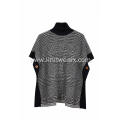 Women's Knitted Jacquard Turtleneck Swallow Gird Poncho Cape